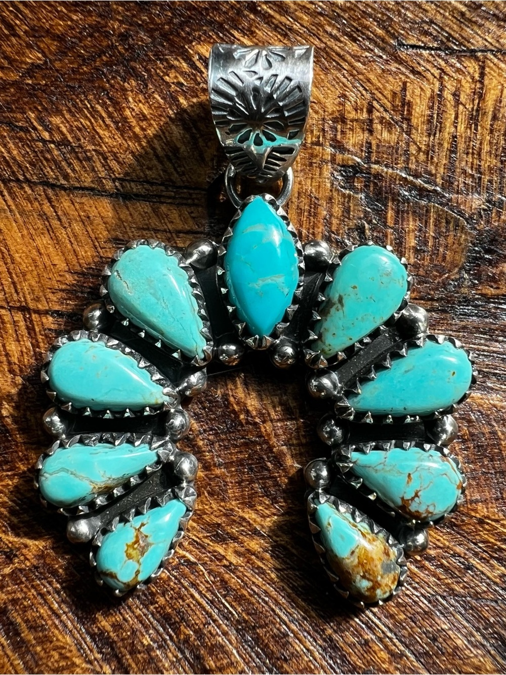 Sterling Silver Turquoise Naja Pendant Southwestern Cluster